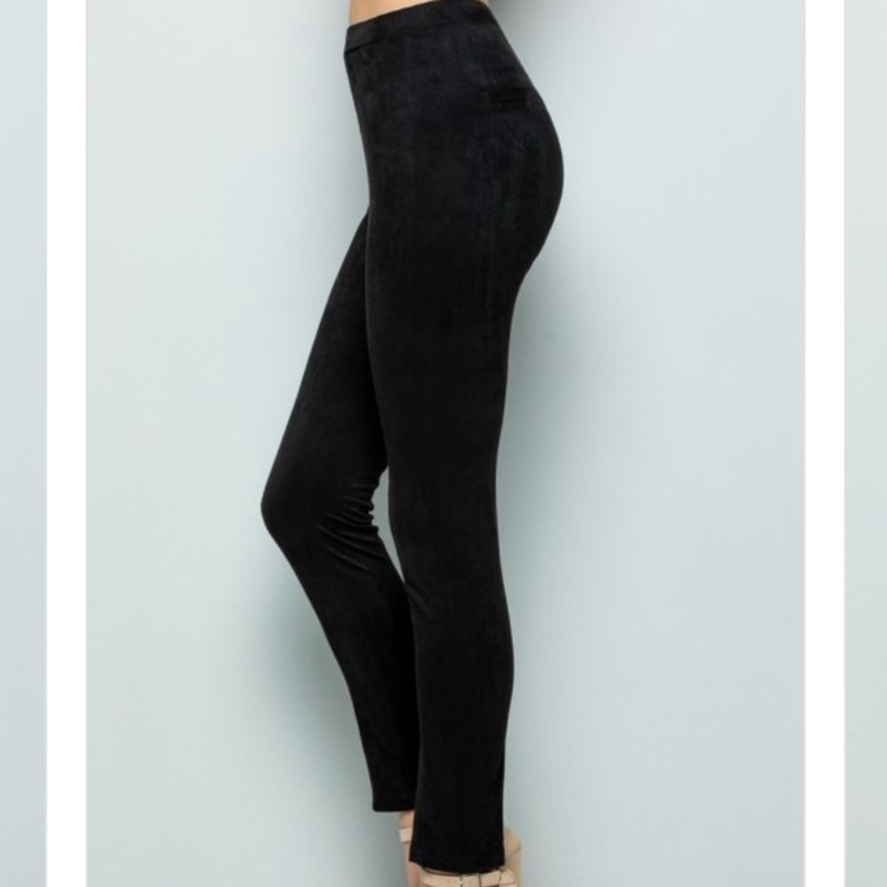Faux Suede Leggings Black